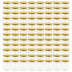 Vidaxl jampotten met goudkleurige deksels 96 st 230 ml glas