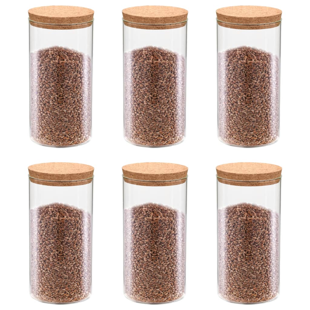 Vidaxl opbergpotten met kurken deksel 6 st 1400 ml glas