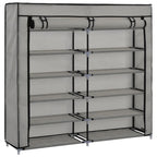 Vidaxl schoenenkast met hoes 115x28x110 cm stof grijs