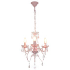 Vidaxl kroonluchter met kralen rond 3xe14 roze