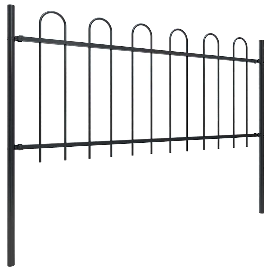 Vidaxl tuinhek met ringtop staal 181x100 cm zwart