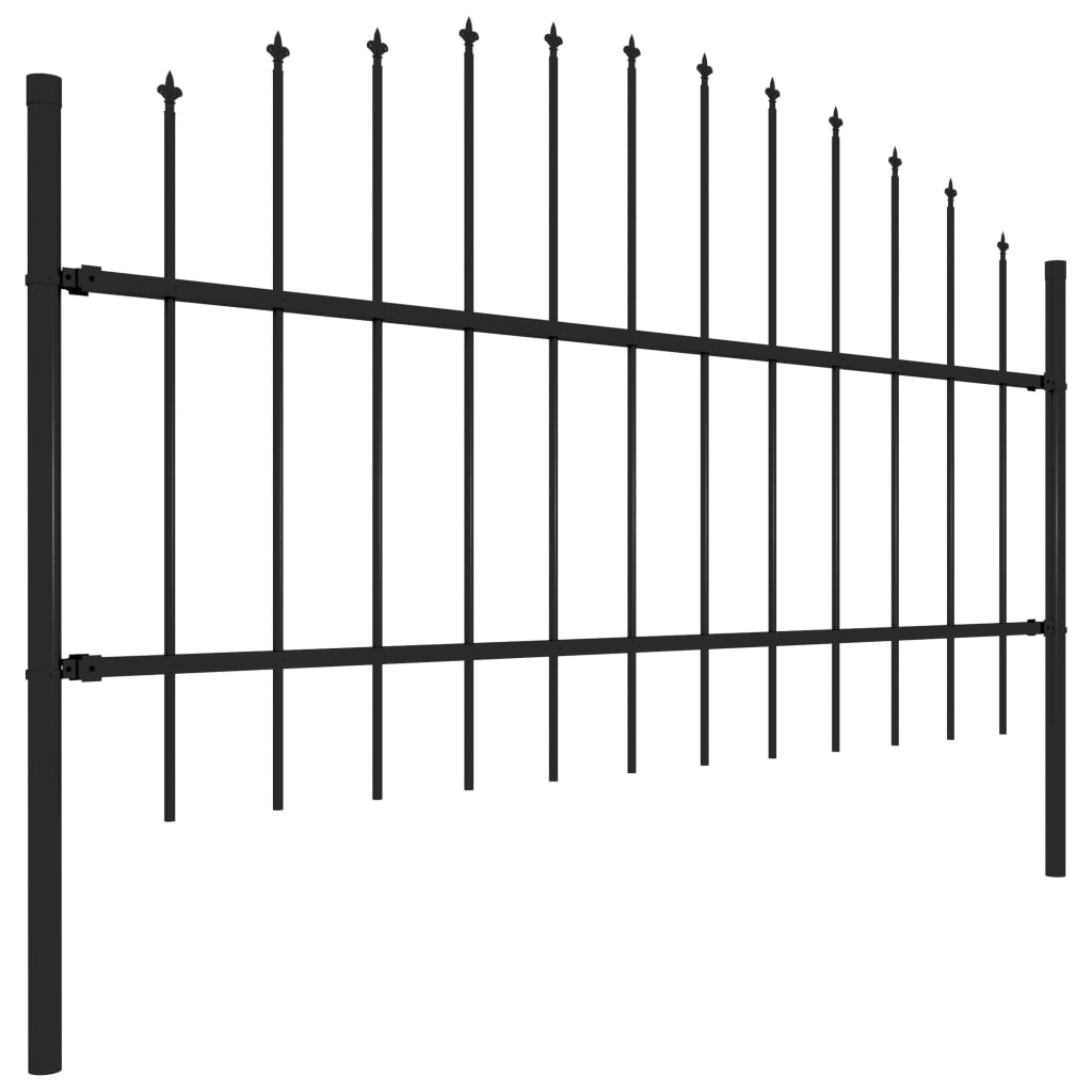 Vidaxl tuinhek met speerpunt staal 181x100 cm zwart