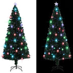 Vidaxl voorverlichte kerstboom met standaard en led 210 cm glasvezel