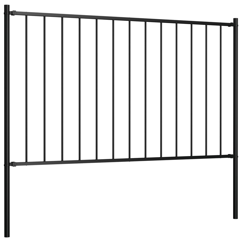 Vidaxl schuttingpaneel met palen gepoedercoat staal 1,81x1 m zwart