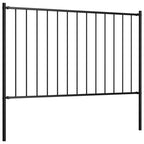 Vidaxl hekpaneel met palen 1,7x1,25 m gepoedercoat staal zwart