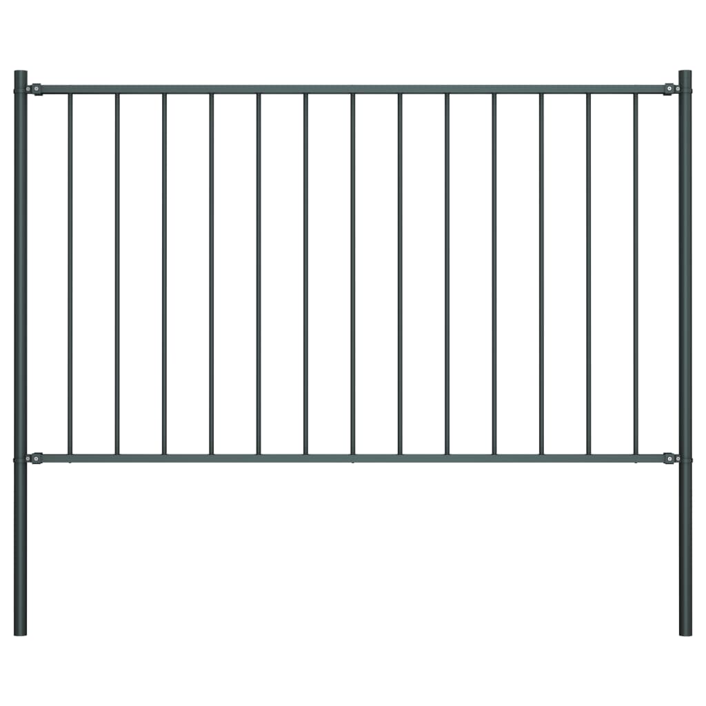 Vidaxl schuttingpaneel met palen gepoedercoat staal 1,81x1,25 m antraciet