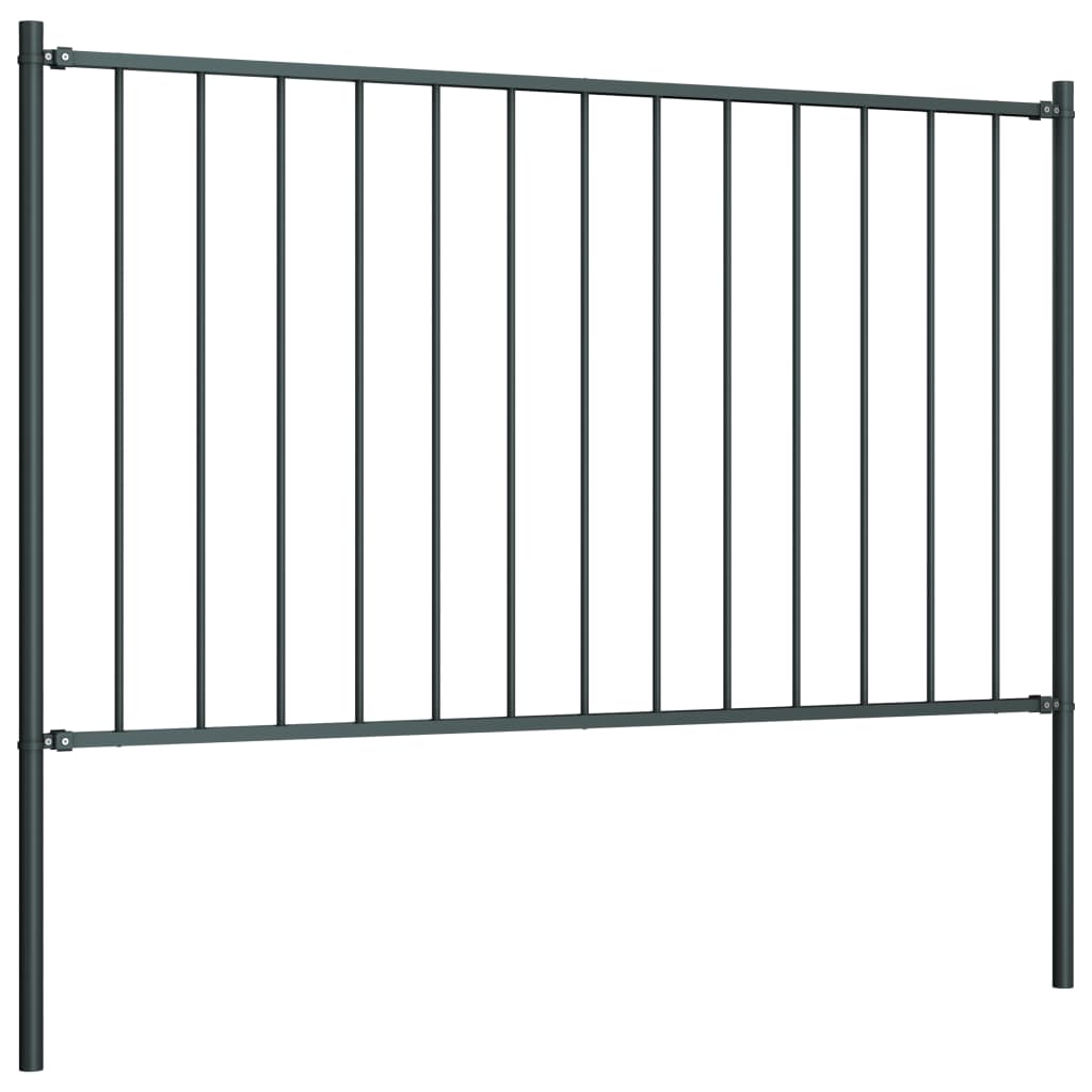 Vidaxl schuttingpaneel met palen gepoedercoat staal 1,81x1,25 m antraciet