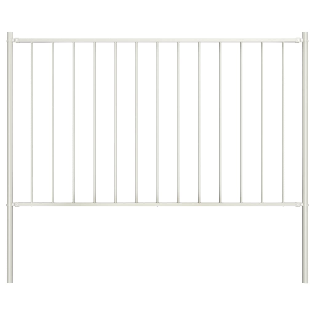 Vidaxl schuttingpaneel met palen gepoedercoat staal 1,81x1 m wit