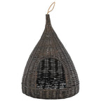 Vidaxl kattenhuis met kussen tipi 40x60 cm natuurlijk wilgen grijs