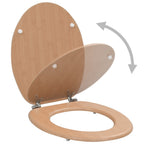 Vidaxl toiletbrillen 2 st met deksels bamboeontwerp mdf