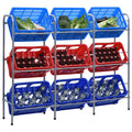 Vidaxl opbergrek voor 9 kratten 145x33x116 staal zilverkleurig
