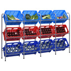 Vidaxl opbergrek voor 12 kratten 190x33x116 cm staal zilverkleurig
