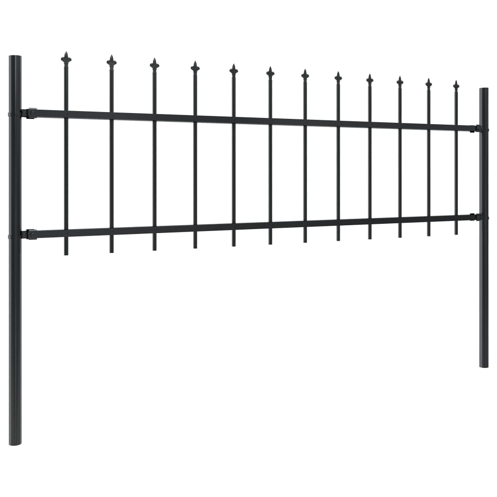 Vidaxl tuinhek met speerpunt staal 537x60 cm zwart