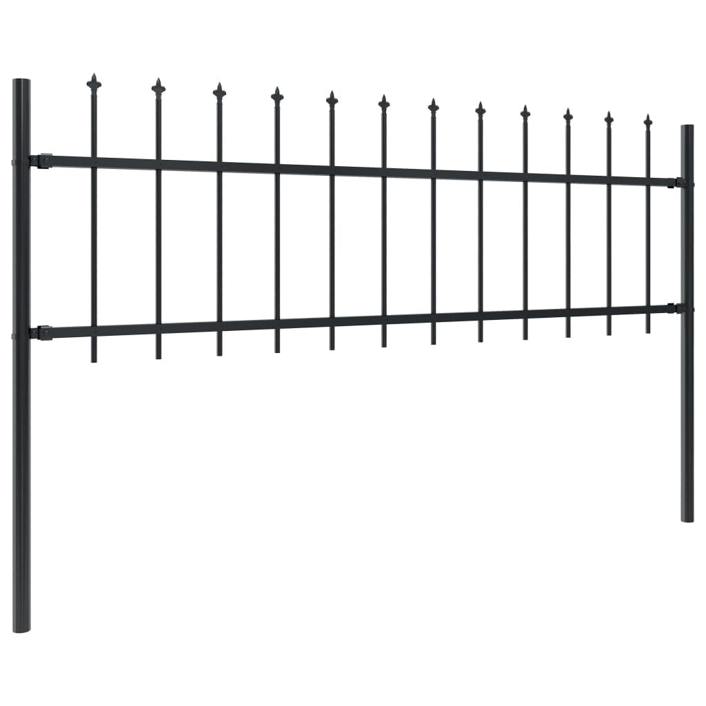 Vidaxl tuinhek met speerpunt staal 714,5x60 cm zwart