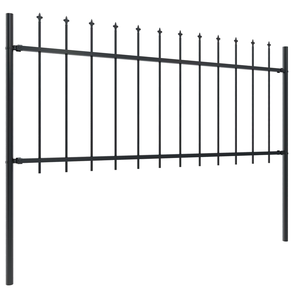Vidaxl tuinhek met speerpunt staal 714,5x80 cm zwart
