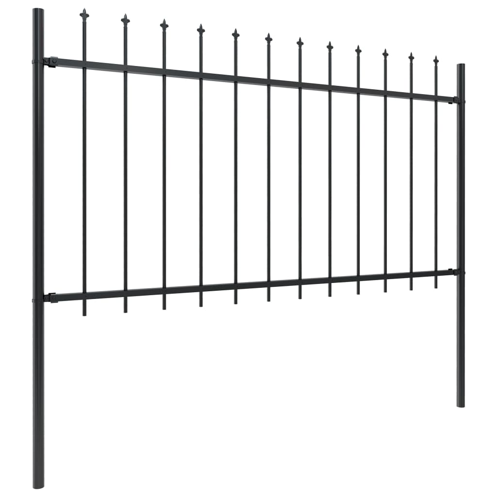Vidaxl tuinhek met speerpunt staal 359x100 cm zwart