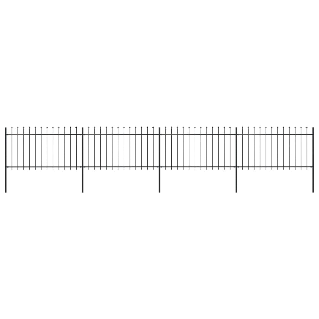 Vidaxl tuinhek met speerpunt staal 714,5x100 cm zwart
