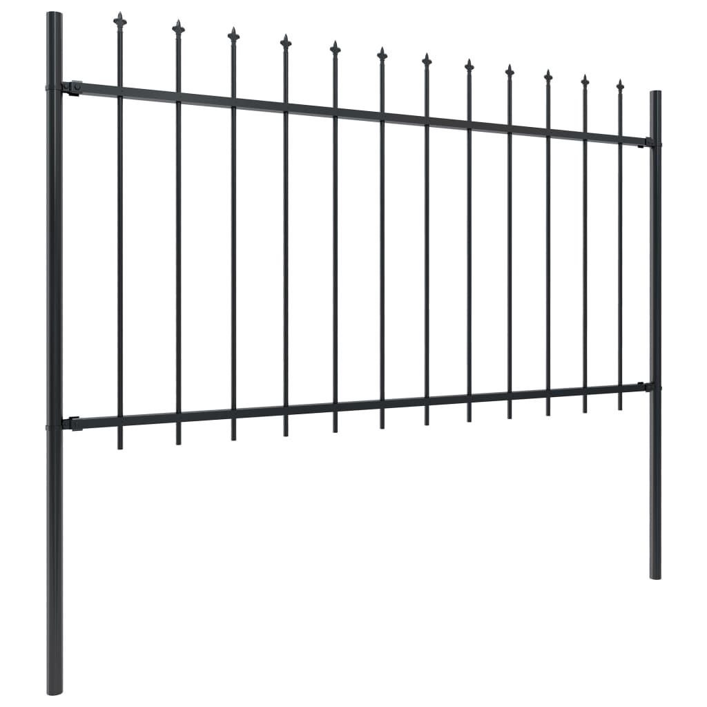 Vidaxl tuinhek met speerpunt staal 714,5x100 cm zwart