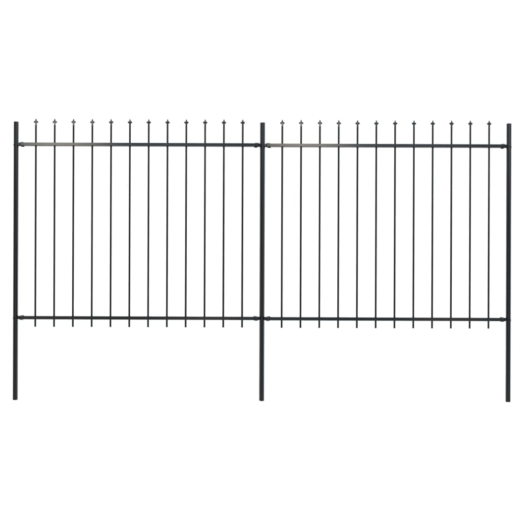 Vidaxl tuinhek met speerpunt staal 359x150 cm zwart