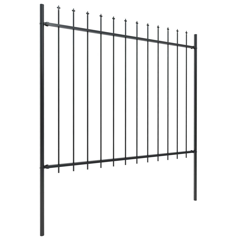 Vidaxl tuinhek met speerpunt staal 359x150 cm zwart