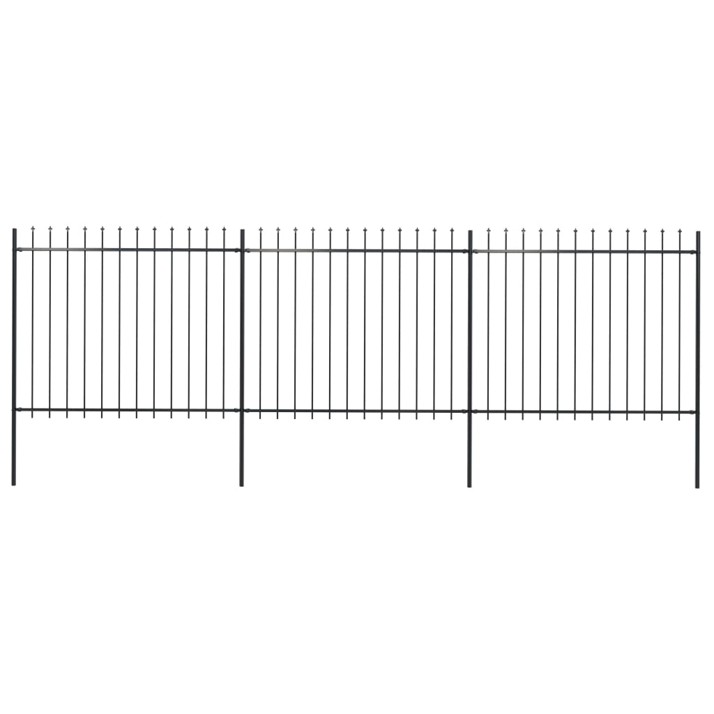 Vidaxl tuinhek met speerpunt staal 537x150 cm zwart