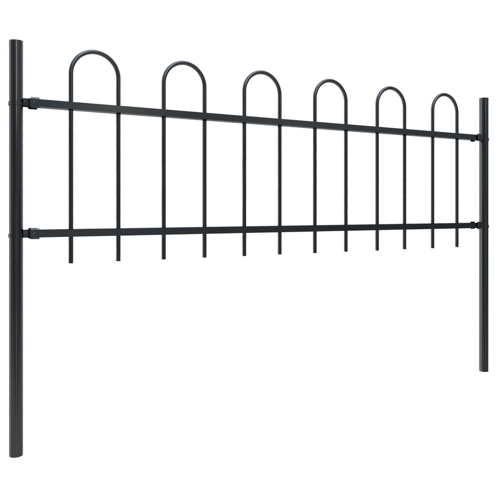 Vidaxl tuinhek met ringtop staal 359x60 cm zwart