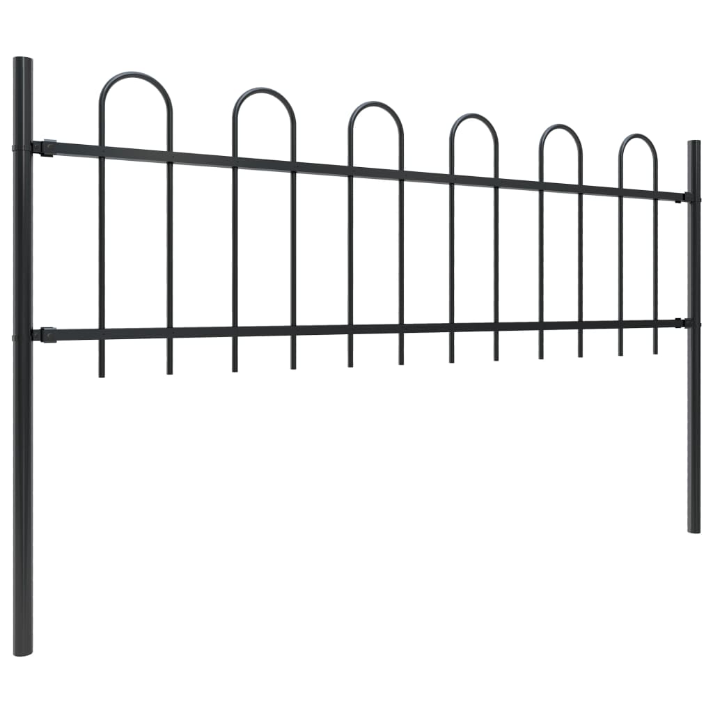 Vidaxl tuinhek met ringtop staal 714,5x60 cm zwart