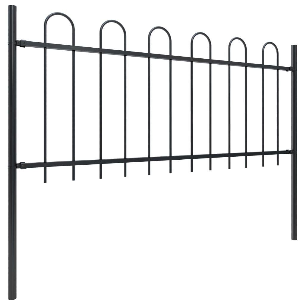 Vidaxl tuinhek met ringtop staal 537x80 cm zwart