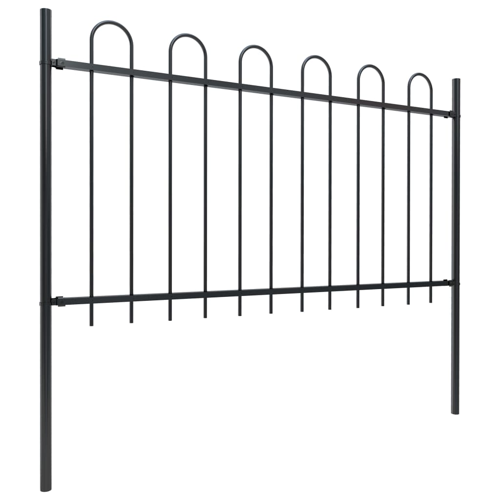 Vidaxl tuinhek met ringtop staal 714,5x100 cm zwart