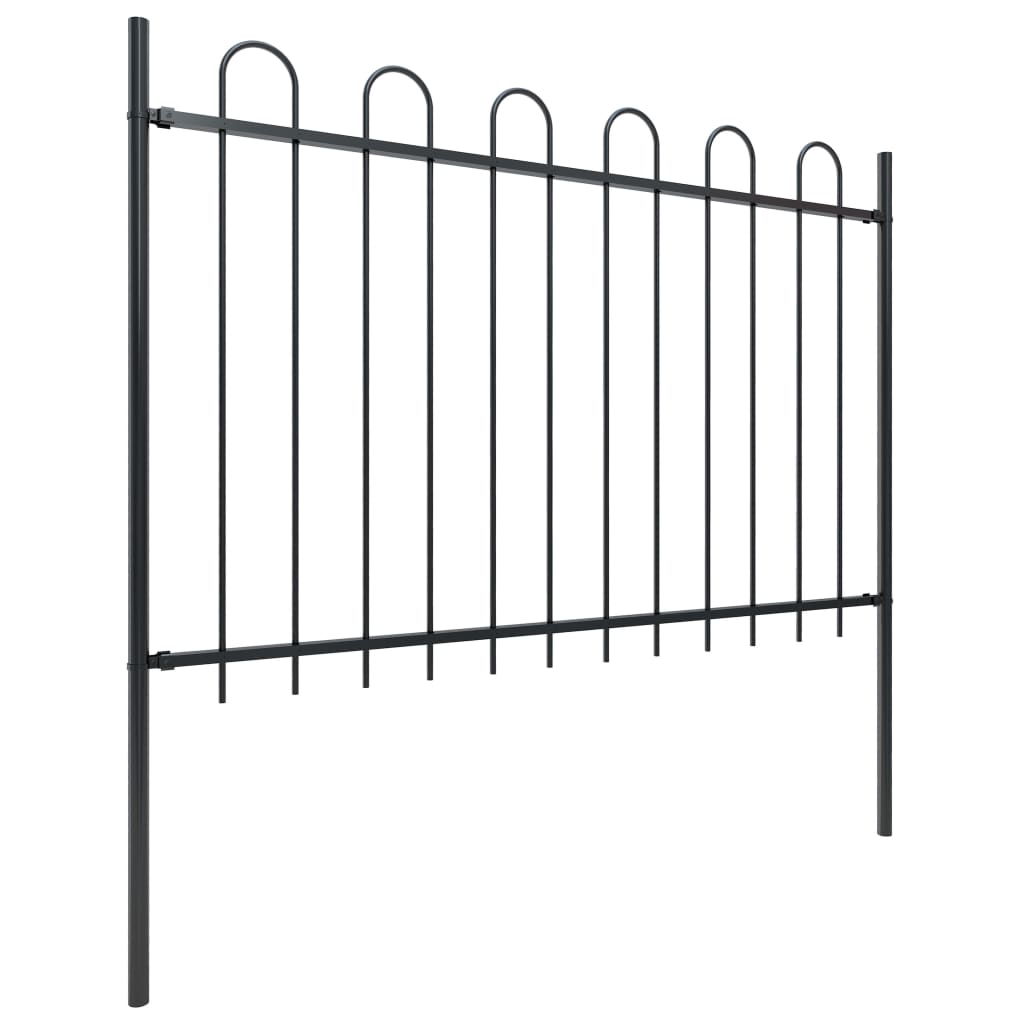 Vidaxl tuinhek met ringtop staal 359x120 cm zwart