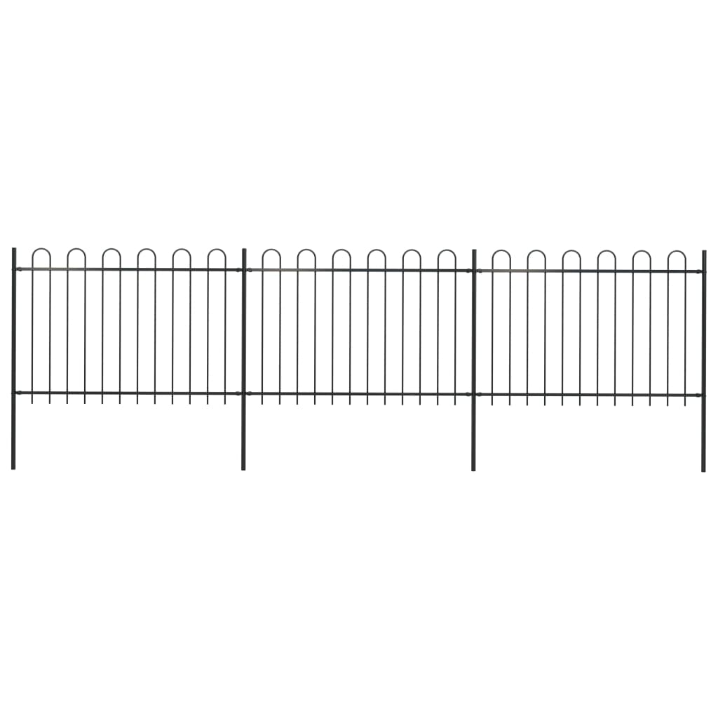 Vidaxl tuinhek met ringtop staal 537x120 cm zwart
