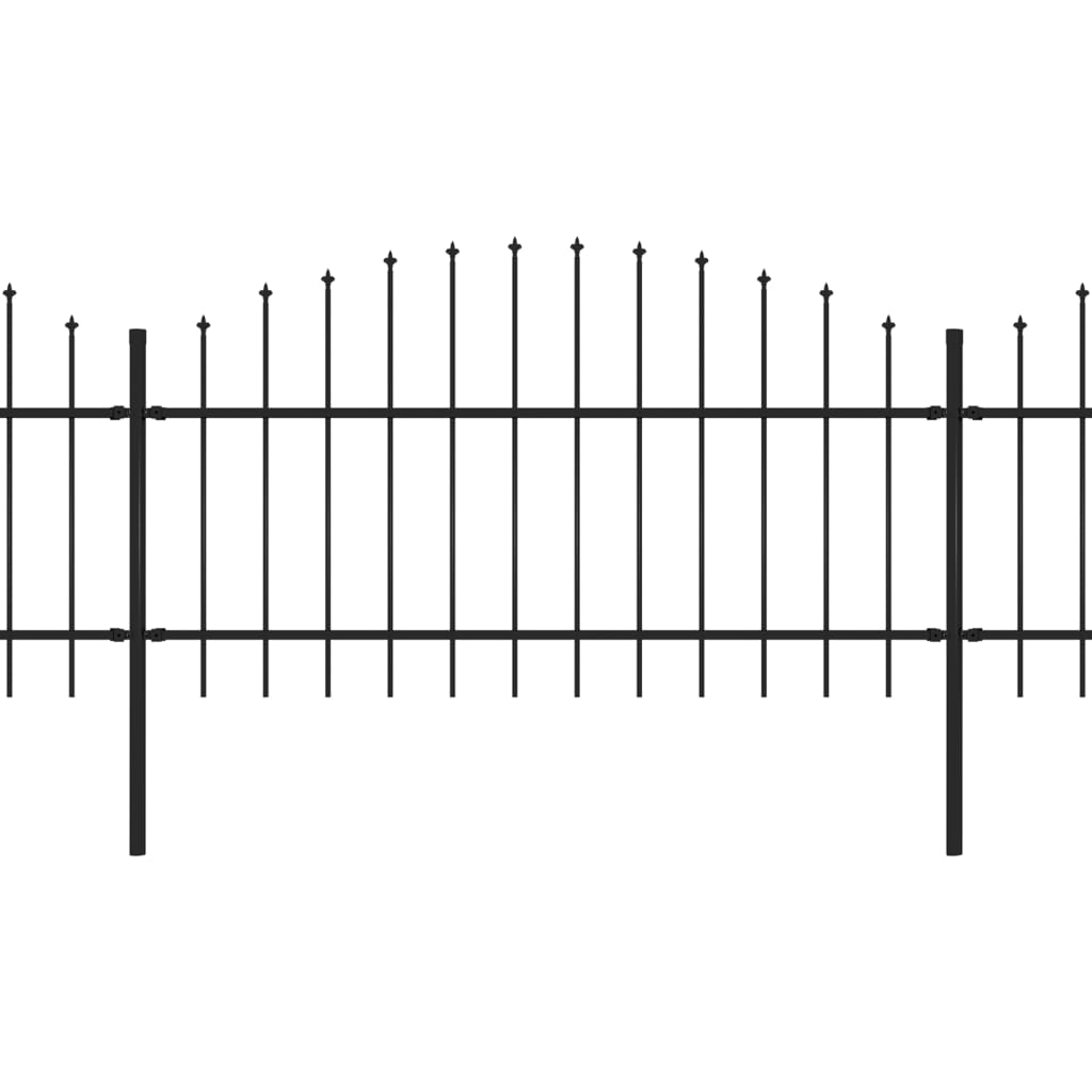 VidaXL Tuinhek met speren bovenkant (1-1,25)x3,4 m staal zwart