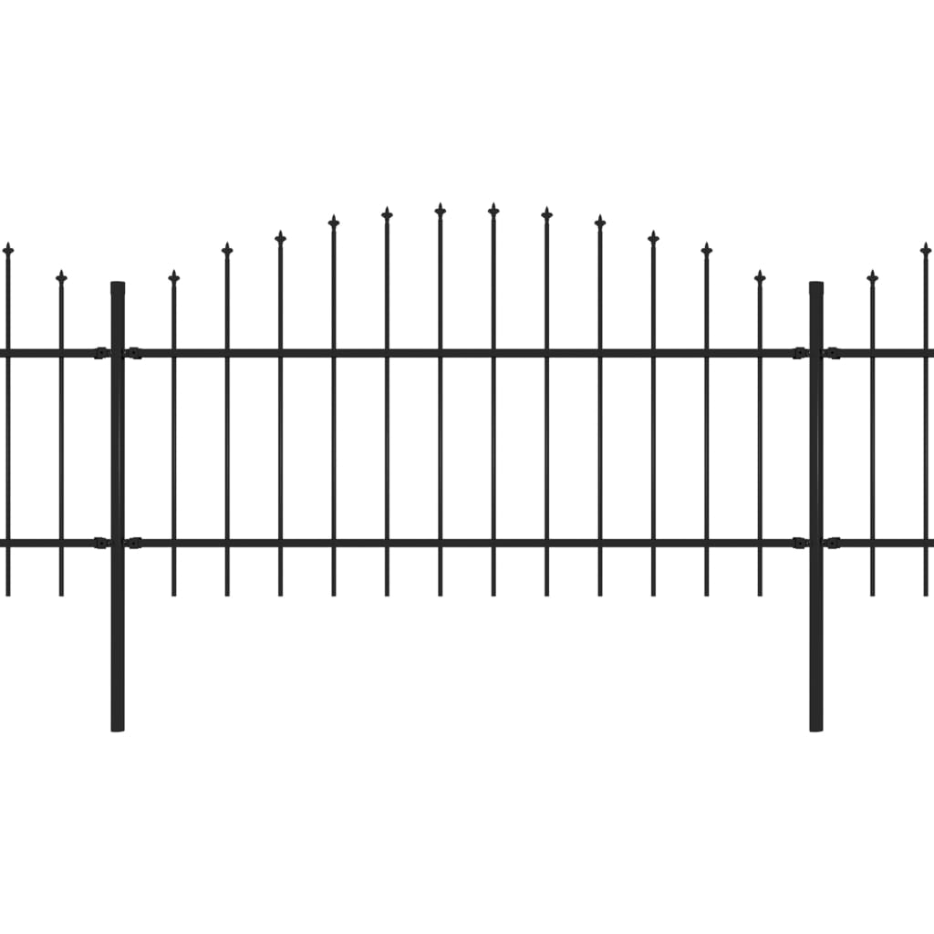 VidaXL Tuinhek met speren bovenkant (1-1,25)x5,1 m staal zwart