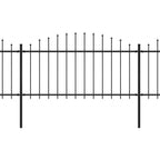 VidaXL Tuinhek met speren bovenkant (1,25-1,5)x5,1 m staal zwart