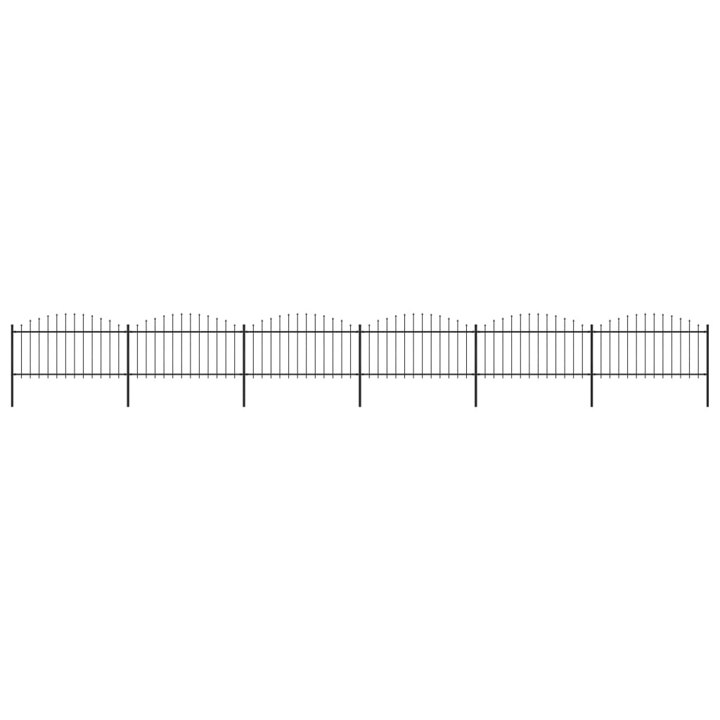 VidaXL Tuinhek met speren bovenkant (1,25-1,5)x10,2 m staal zwart