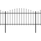 VidaXL Tuinhek met speren bovenkant (1,25-1,5)x15,3 m staal zwart