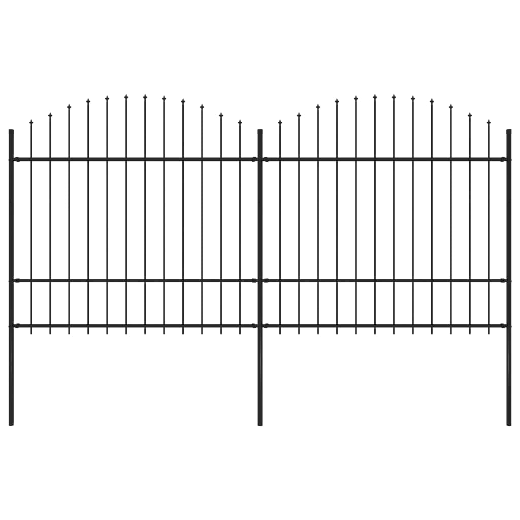 Vidaxl tuinhek met speerpunt staal 359x175 cm zwart