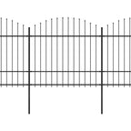 VidaXL Tuinhek met speren bovenkant (1,5-1,75)x5,1 m staal zwart