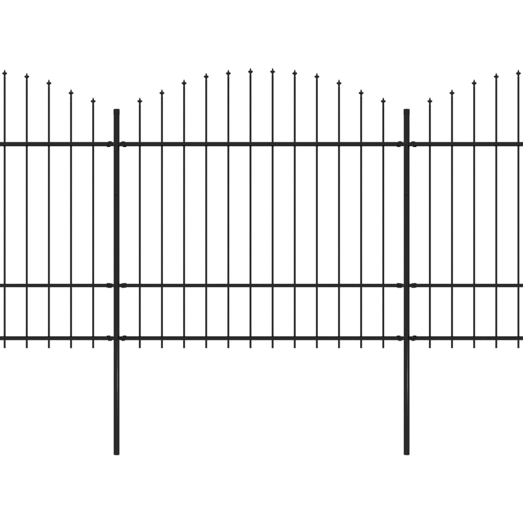 VidaXL Tuinhek met speren bovenkant (1,5-1,75)x6,8 m staal zwart