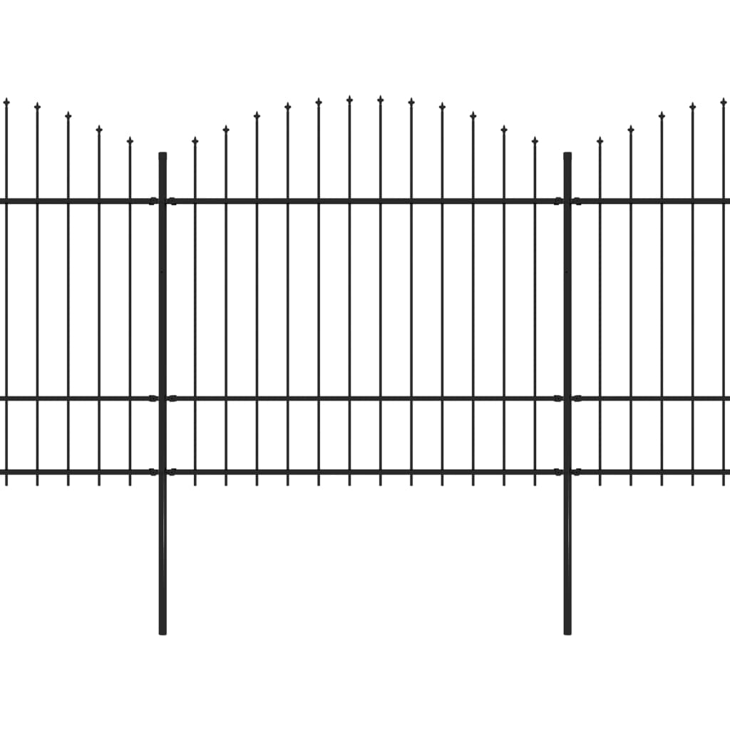 VidaXL Tuinhek met speren bovenkant (1,5-1,75)x11,9 m staal zwart