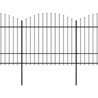 VidaXL Tuinhek met speren bovenkant (1,5-1,75)x11,9 m staal zwart