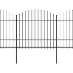 VidaXL Tuinhek met speren bovenkant (1,5-1,75)x13,6 m staal zwart
