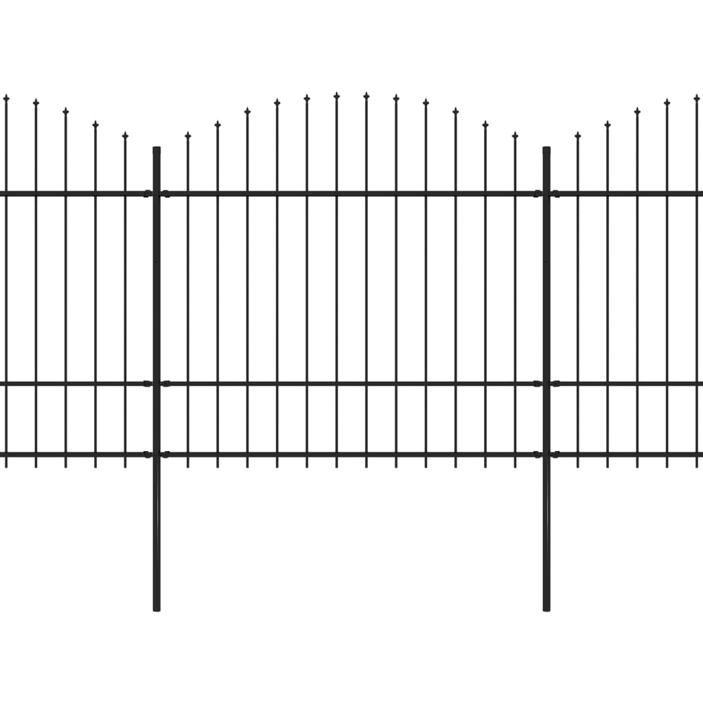 VidaXL Tuinhek met speren bovenkant (1,5-1,75)x13,6 m staal zwart