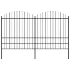 VidaXL Tuinhek met speren bovenkant (1,75-2)x3,4 m staal zwart