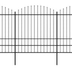 VidaXL Tuinhek met speren bovenkant (1,75-2)x10,2 m staal zwart