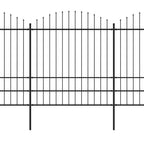 VidaXL Tuinhek met speren bovenkant (1,75-2)x13,6 m staal zwart