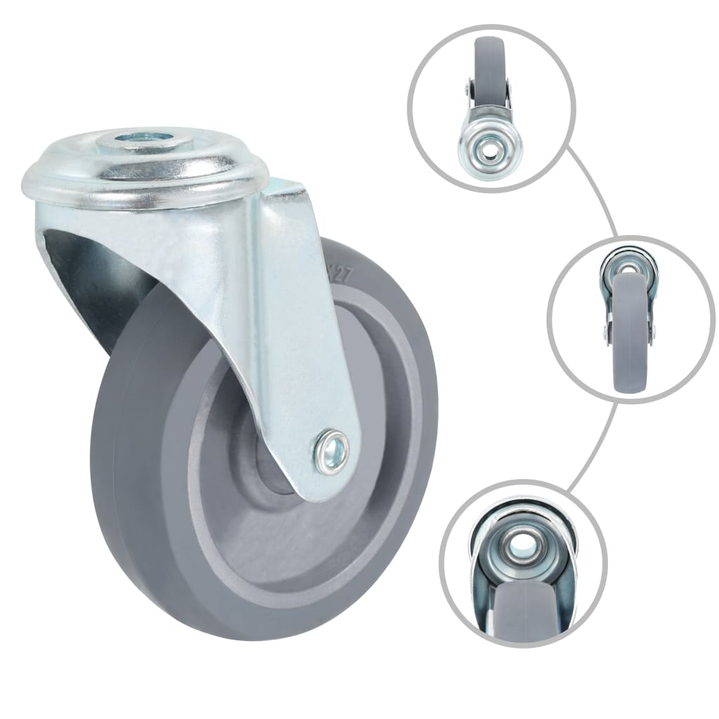 Vidaxl 24 st zwenkwielen met boutgaten 100 mm