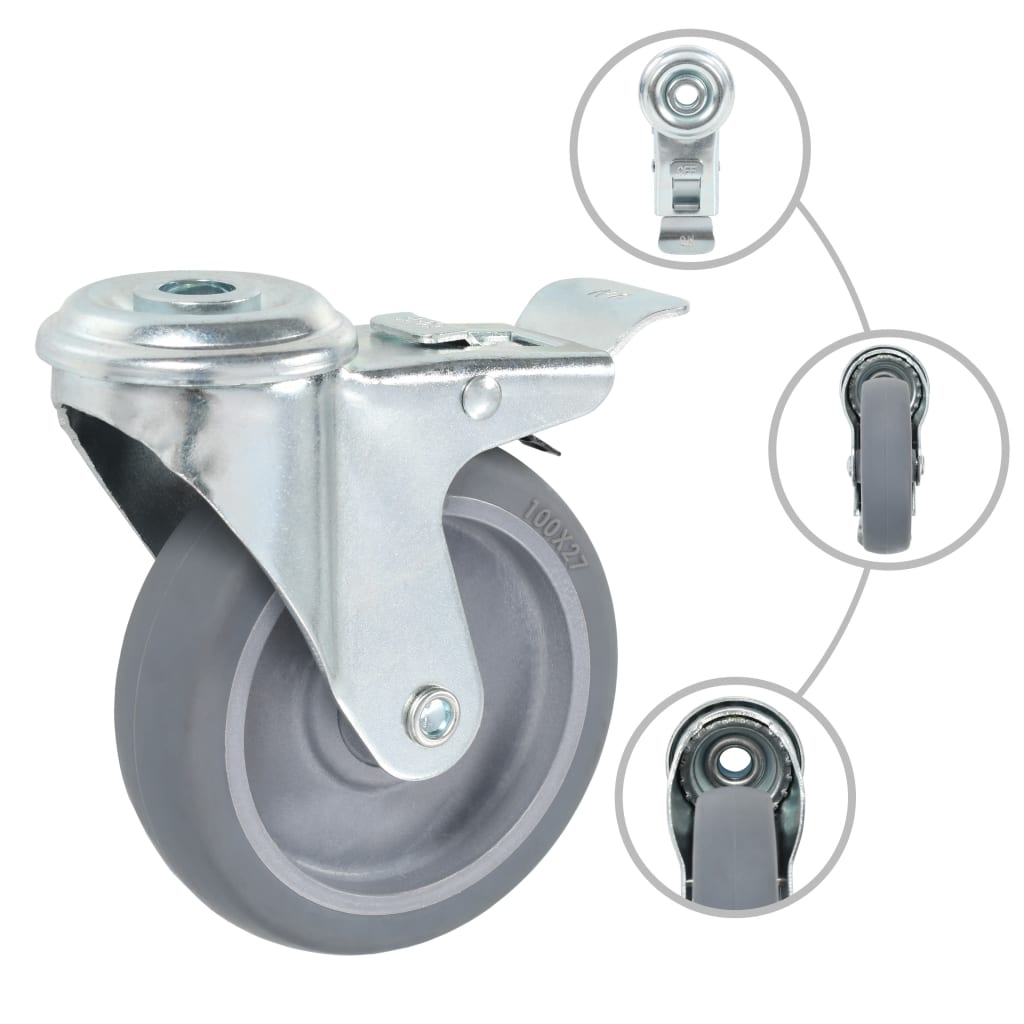 Vidaxl 24 st zwenkwielen met boutgaten 100 mm