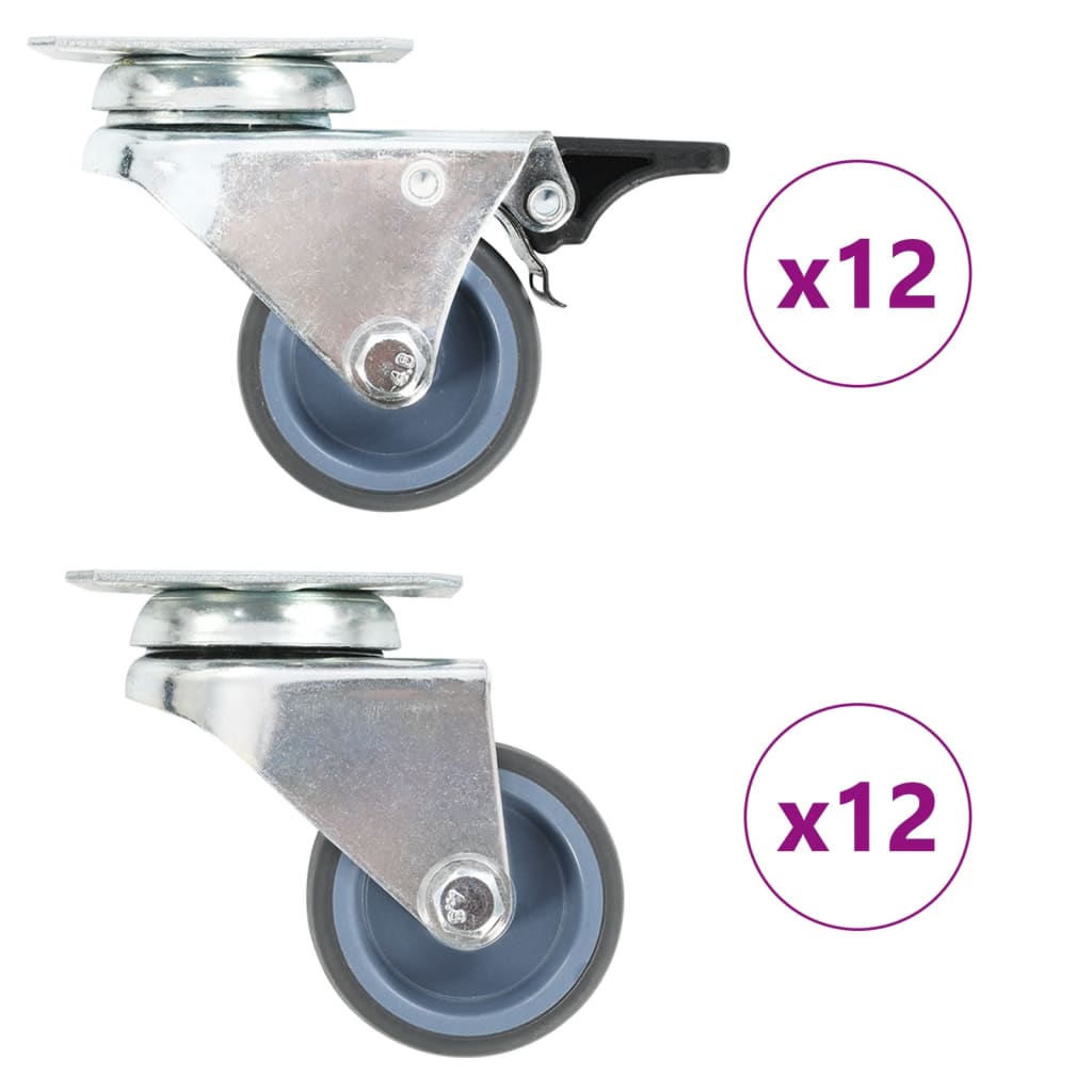 VidaXL 24 st Zwenkwielen dubbel 50 mm