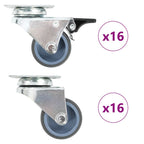 VidaXL 32 st Zwenkwielen dubbel 50 mm